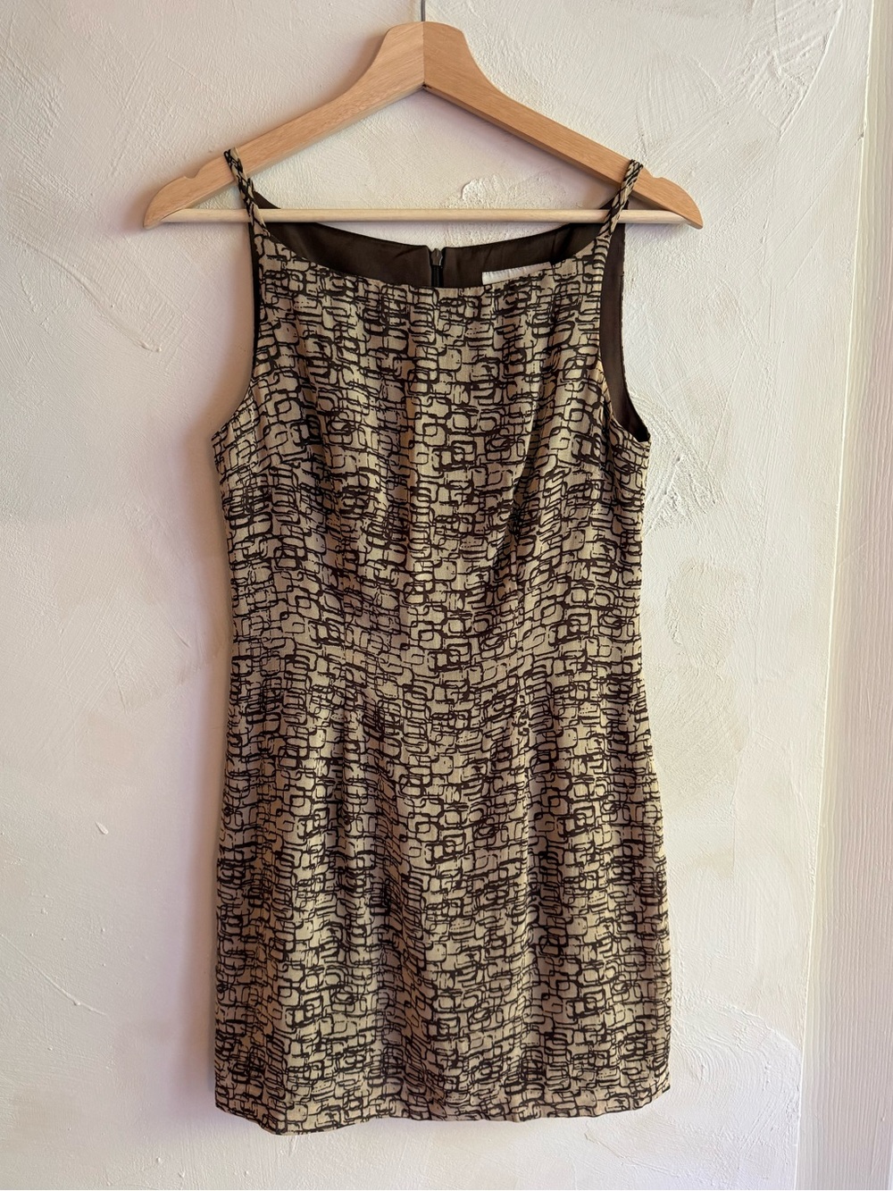 Vintage | Rampage Y2K | Mini Dress | Brown Cream Abstract Geometric Print |Sz 3